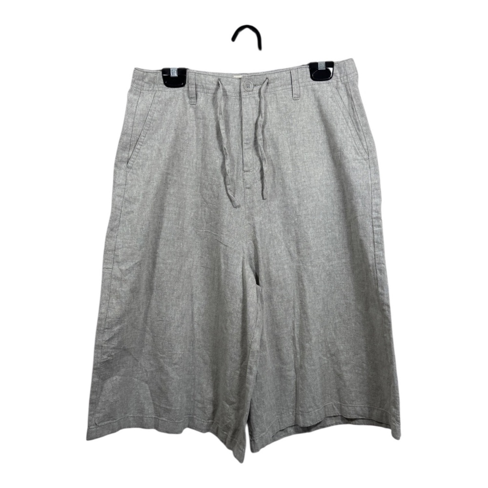 Khakis Giordano Capris Womens Size 28 Gray Linen Blend Wide Leg Preppy Coastal